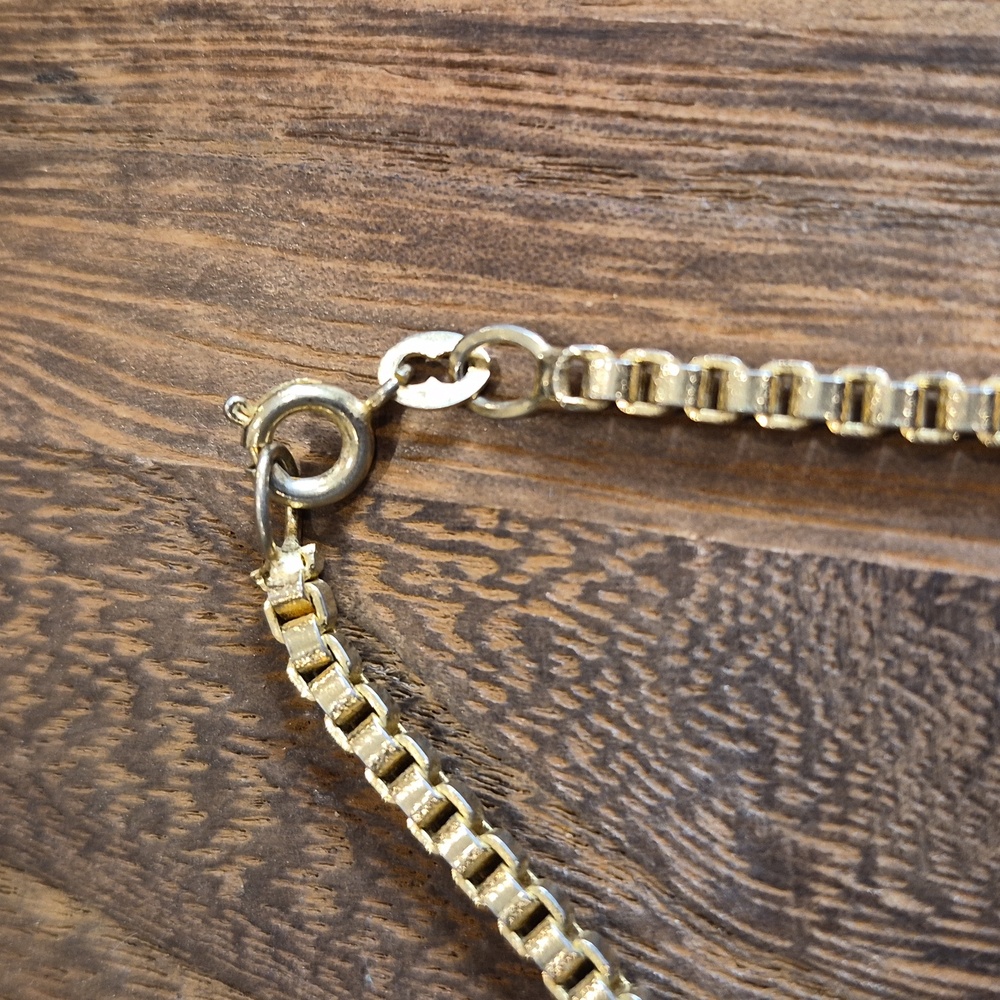 Colorful Rhinestone Gold Tone Cross Pendant Thick Gold Chain Necklace/Brooch - Picture 10 of 14